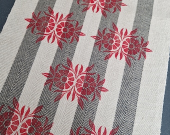 TABLE RUNNER - handwoven and handprinted, linen