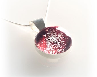 Glass Cremation Pendant- Pet Memorial Jewelry - Ruby Red
