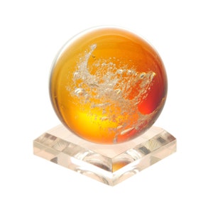 Ashes in Glass Paperweight - The Eternal Orb, Honey Amber- Handblown Memorial Urn Keepsake