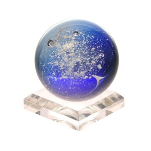 Glass Memorial Paperweight - The Eternal Orb, Cobalt Blue- Handcrafted with Pet Cremation Ashes - Grateful Glass