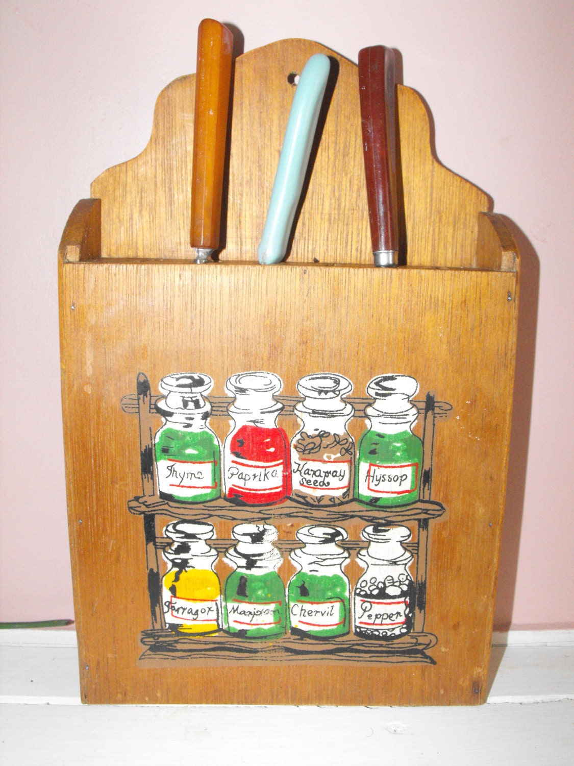 1960'S Vintage Knife Holder Nevco Wood Products Co. Inc. Etsy