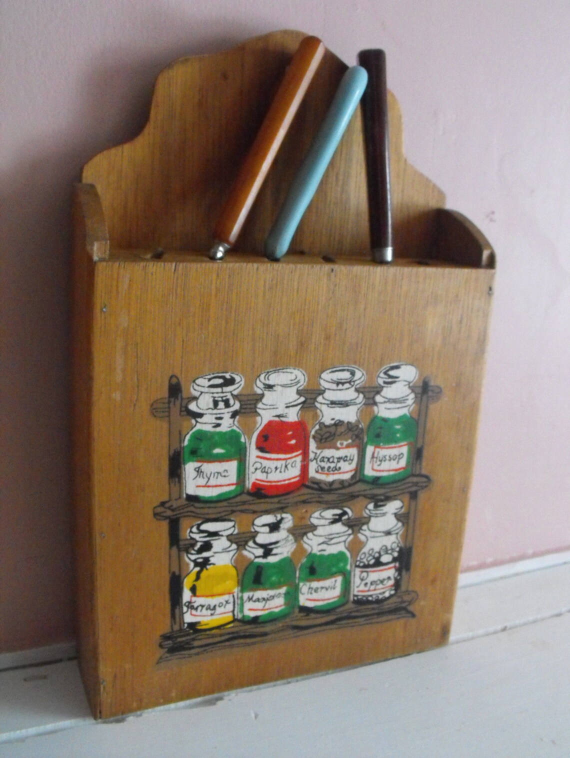 1960'S Vintage Knife Holder Nevco Wood Products Co. Inc. Etsy