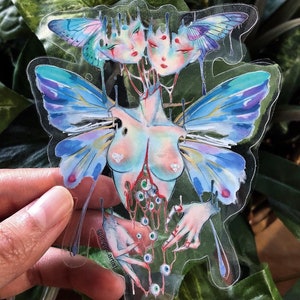Zwilling, Schmetterling Illustration, surreale Kunst, Schmetterling Illustration, 9x10cm, Limit-Release, Limit-Versand, Postkarte, limitierte Drucke