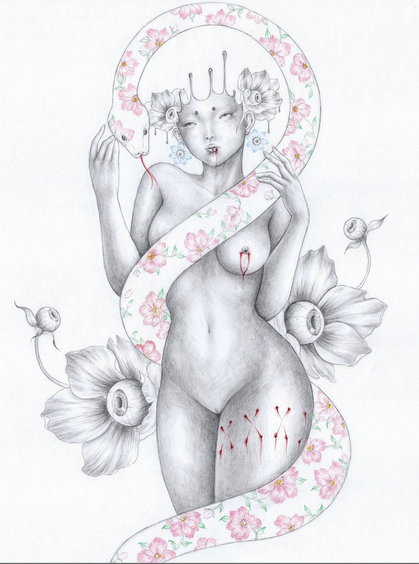 Snake Kiss, Beautiful Female Body, Sexy Nude Print, Erotic Artwork, Asian  Art Style, Chinese Art Print, Traditional, Wall Decor, Surrealism - Etsy  Australia