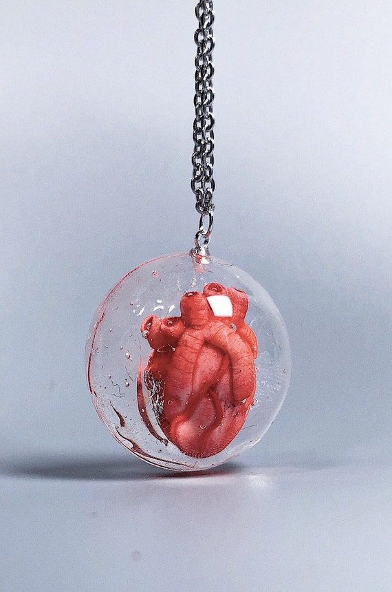 Crystal Ball with Hearts Pendant Necklace & Chain Crystal Ball with Hearts Pendant Necklace & Chain