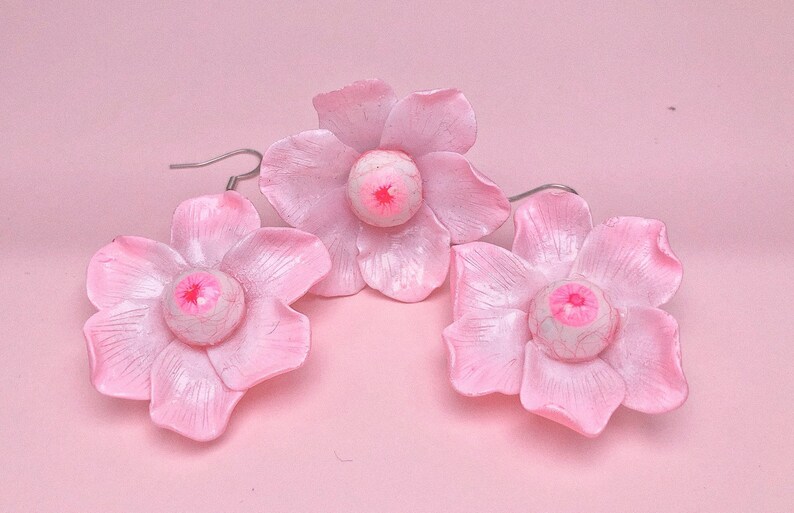Cute Pink Eyeball flower rings pastel color jewelry Etsy