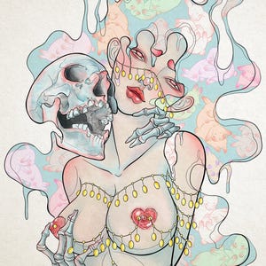 Tarot Karte Die Liebenden, Valentinstag Aufkleber, Bondage Shibari, süßer Anime Aufkleber, Pastell Goth, sexy Kunst für Erwachsene, NSFW Reifen Laptop Vinyl