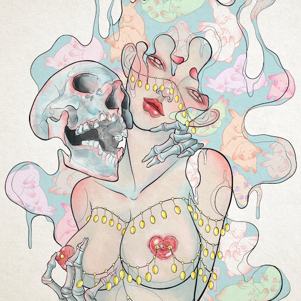 The Lovers (VI) Tarot card art • Shibari Bondage Anime Art • Pastel Goth NSFW Vinyl Decal • Valentine’s Day Erotic Gift, holographic sticker