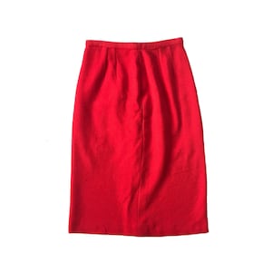 vintage 50s red textured waffle fabric pencil/straight skirt - size x small/small