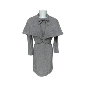 gorgeous midcentury vintage long-sleeve wiggle dress & matching shrug set - size xs/s