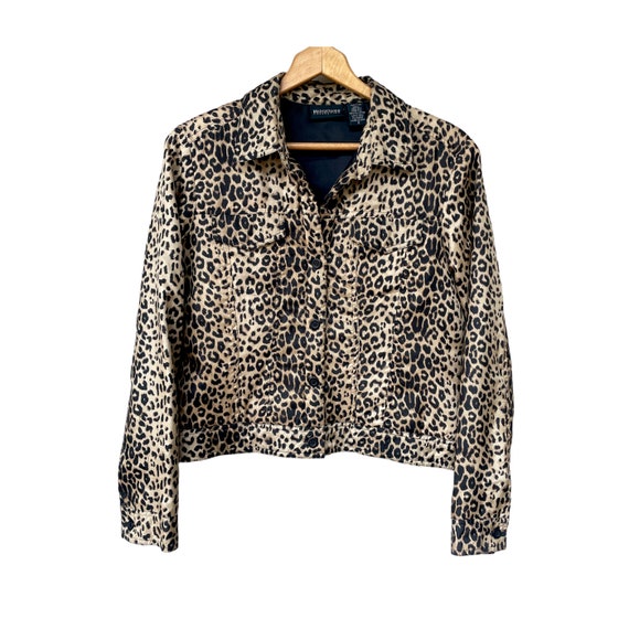 Vintage 90s Silk Baroque-Syle Leopard and Chain Print Bomber
