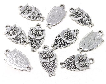 Little Owl Tibetan Antique Silver Charms - Pack Of 10