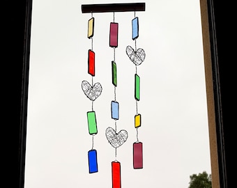 Stained Glass Mobile Sun-catcher - birthday gift  - housewarming gift - mobile for sister - gift for friend - glass gift idea