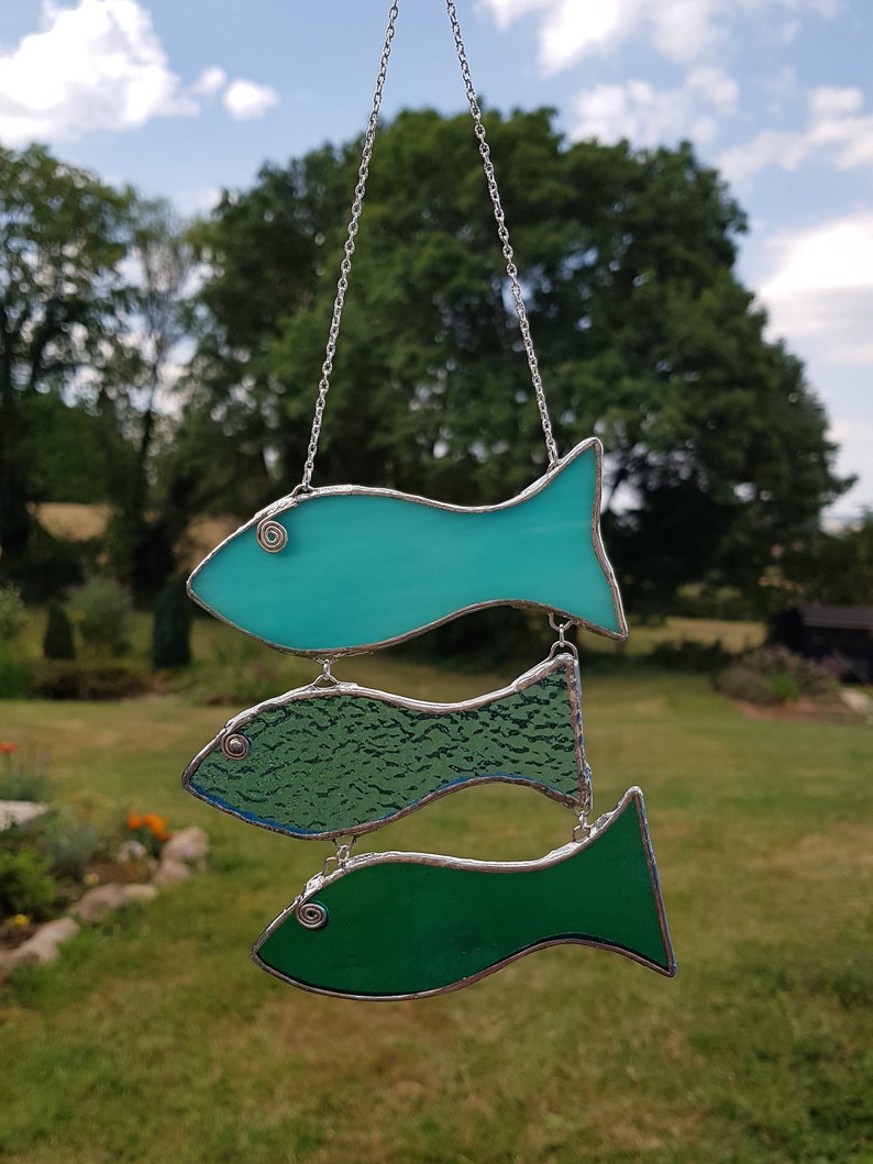 Stained glass fish mobile fish suncatcher fish décor window hanging fish sealover's gift gift for boyfriend gift under 40 image 8