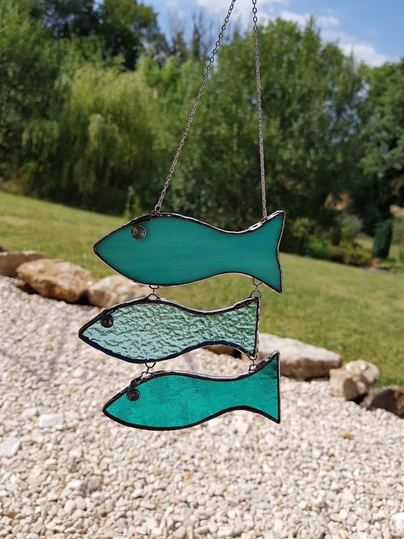 Stained glass fish mobile fish suncatcher fish décor window hanging fish sealover's gift gift for boyfriend gift under 40 image 10