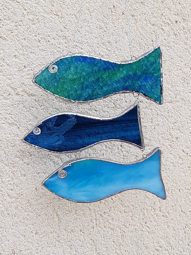 Stained glass fish mobile fish suncatcher fish décor window hanging fish sealover's gift gift for boyfriend gift under 40 image 5