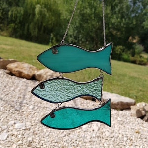 Stained glass fish mobile fish suncatcher fish décor window hanging fish sealover's gift gift for boyfriend gift under 40 image 3