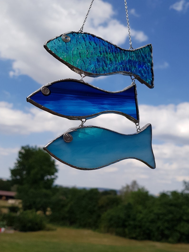Stained glass fish mobile fish suncatcher fish décor window hanging fish sealover's gift gift for boyfriend gift under 40 image 6