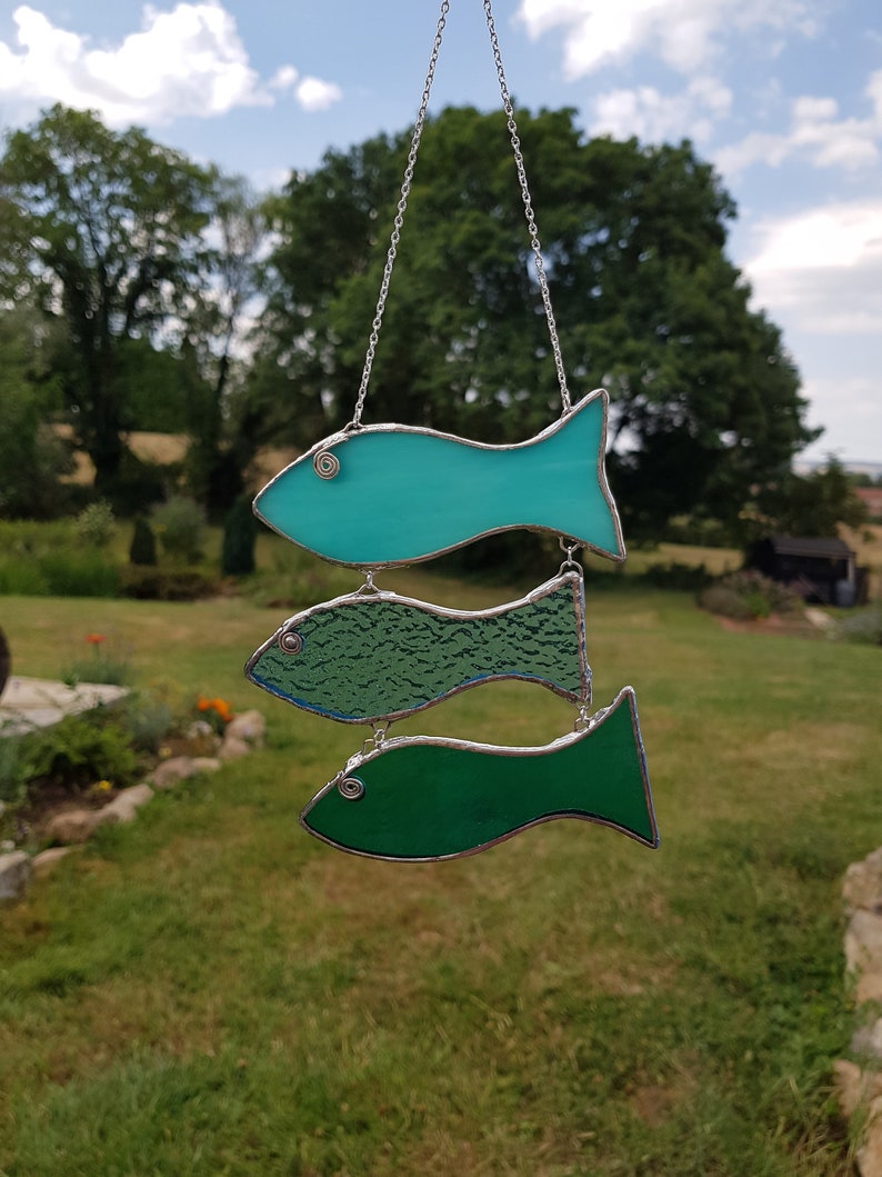 Stained glass fish mobile fish suncatcher fish décor window hanging fish sealover's gift gift for boyfriend gift under 40 image 7