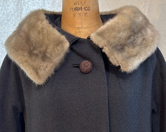 1960s Gray Coat with a Silver Mink Fur Collar