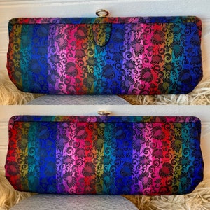 Gorgeous Rainbow Brocade Clutch, Vintage Purse image 1