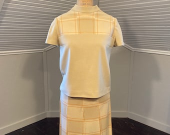 1960-70s Francesca for Damon Wool Knit Shirt & Skirt Set, Vintage Sweater Dress