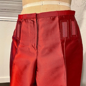 Roberto Cavalli Red Silk Cigarette Pants, Capris, size 44