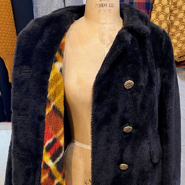 1970s Faux Fur Coat with a Wonderful Lining