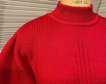 1960s JA Internationale Chic Red Reine Wolle Sweater, Vintage Wool Pullover