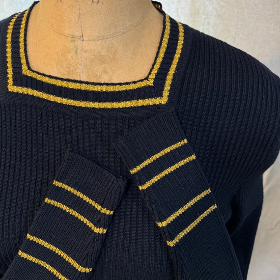 1970s Black Full Length Roncelli Knit Maxi Dress … - image 4