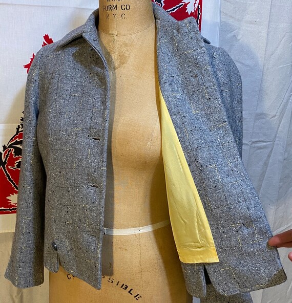 Gray Mid Century Blazer with Yellow and Black Fle… - image 4