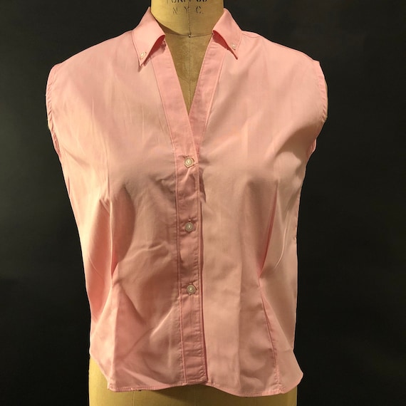 Pink Sanforized Cotton Sleeveless Blouse, Old Sto… - image 1