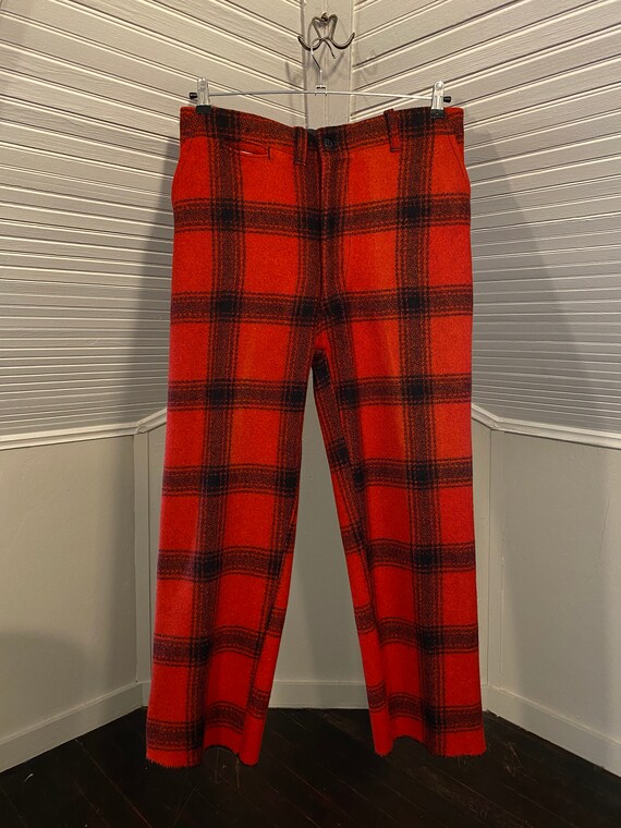 Altered JC Higgins Red Plaid Wool Hunting Trouser… - image 3