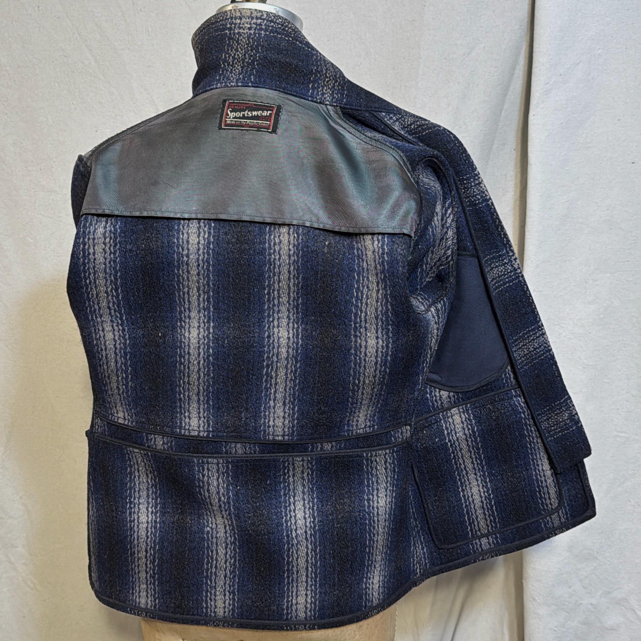 Rare 1940s Back Belted Ombré Plaid Wool Jacket, Vintage Quality