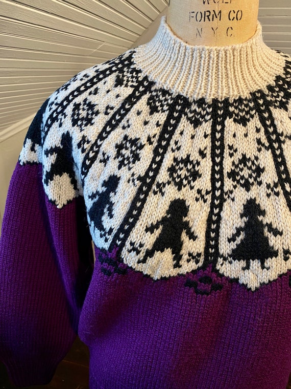 Vintage Purple & White Putumayo Wool Sweater