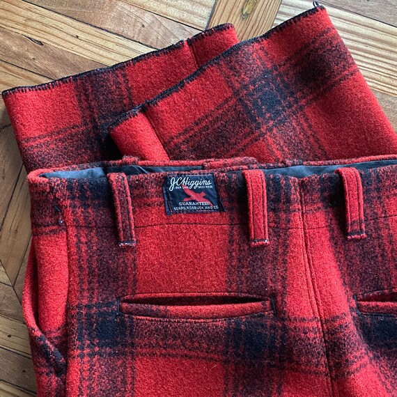 Altered JC Higgins Red Plaid Wool Hunting Trouser… - image 7