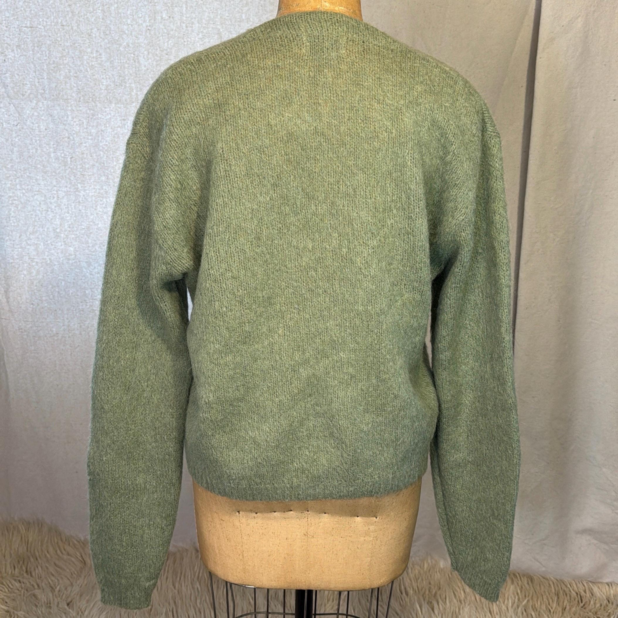 その他ブランド / Vintage/60s/Parker/アルパカウール Vネックニットセーター/SIZE:44/モスグリーン/緑 1950年代のエルマーウールとアルパカのVネックセーター、ヴィンテージ