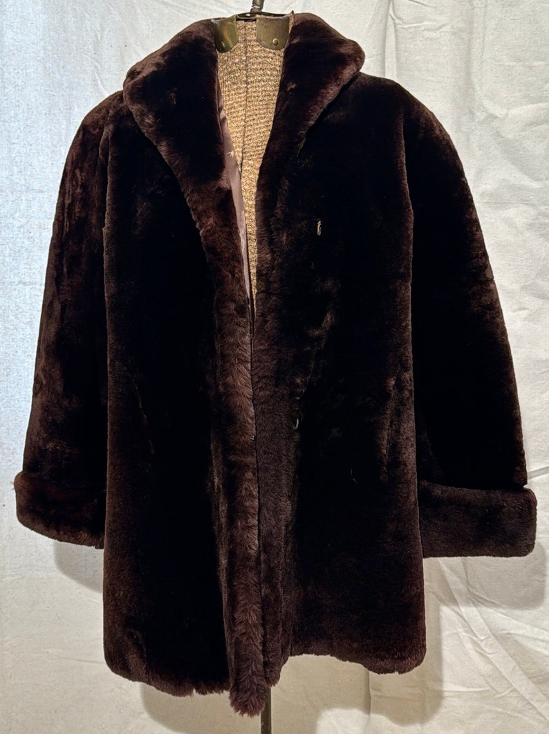 1950s Mouton Lamb Fur Coat, Vintage Sheepskin Swing Coat - Etsy