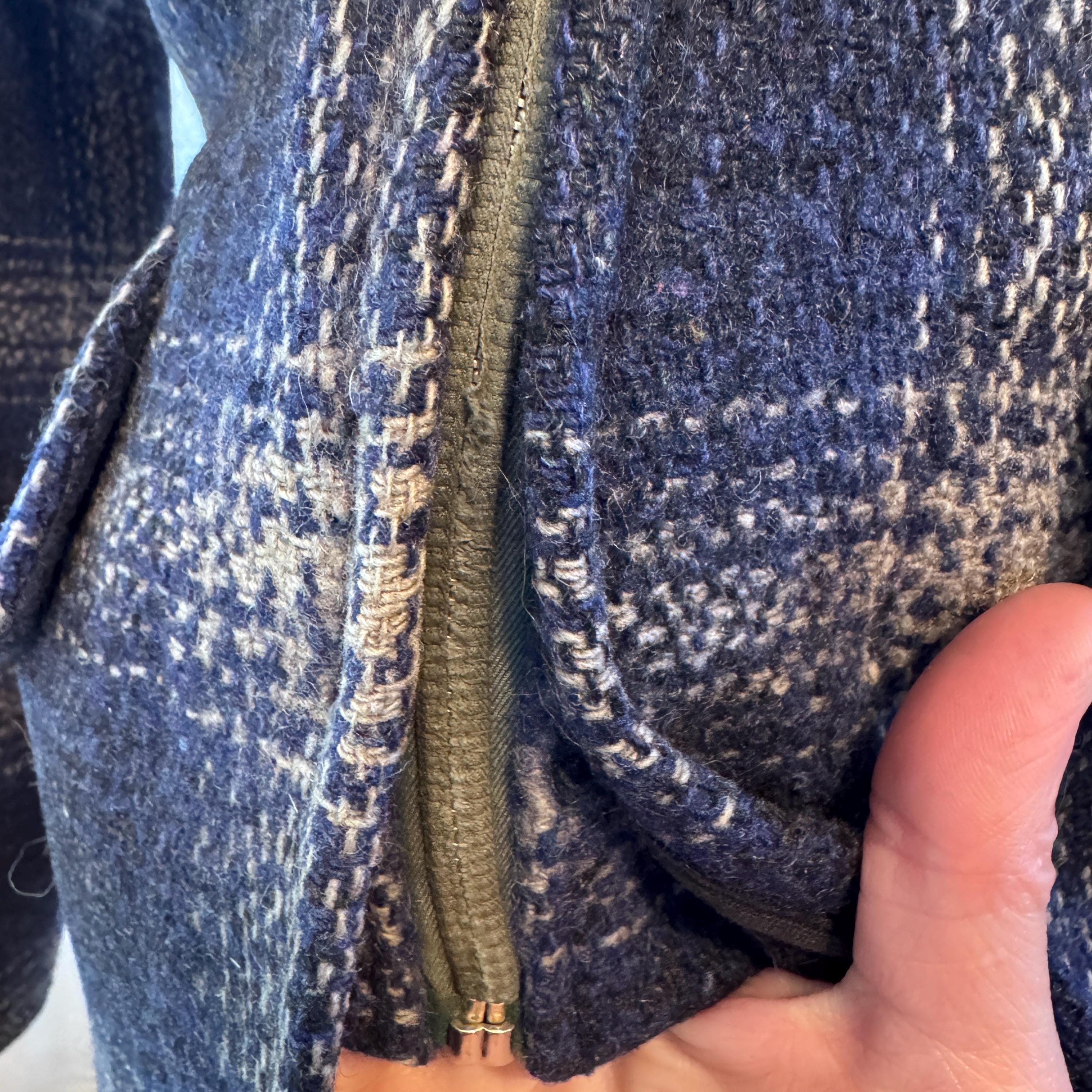 Rare 1940s Back Belted Ombré Plaid Wool Jacket, Vintage Quality