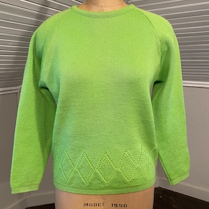 Demetre Lime Grüner Pullover, Vintage Ski Kleidung