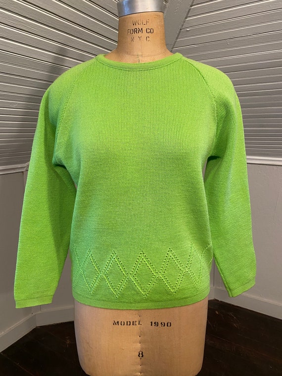 Demetre Lime Green Ski Sweater, Vintage Skiwear