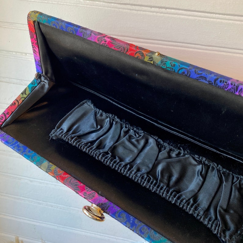 Gorgeous Rainbow Brocade Clutch, Vintage Purse image 4