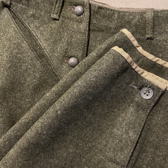 Unusual Grey Swedish Army Wool Trousers 