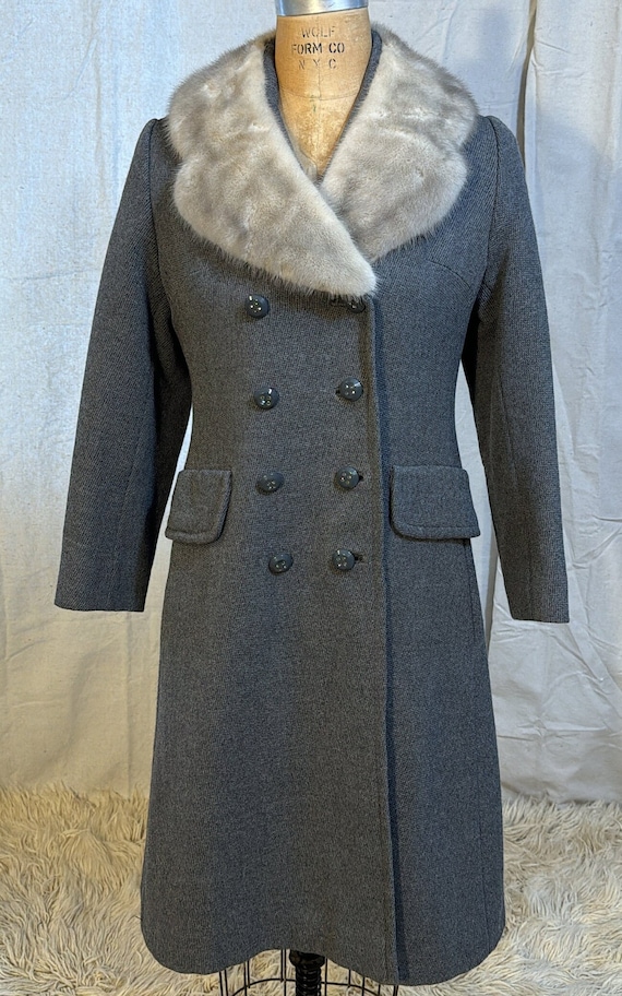 1960s Gray Kingsley Coat with a Silver Mink Fur Co