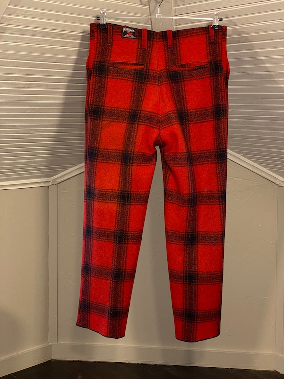 Altered JC Higgins Red Plaid Wool Hunting Trouser… - image 4