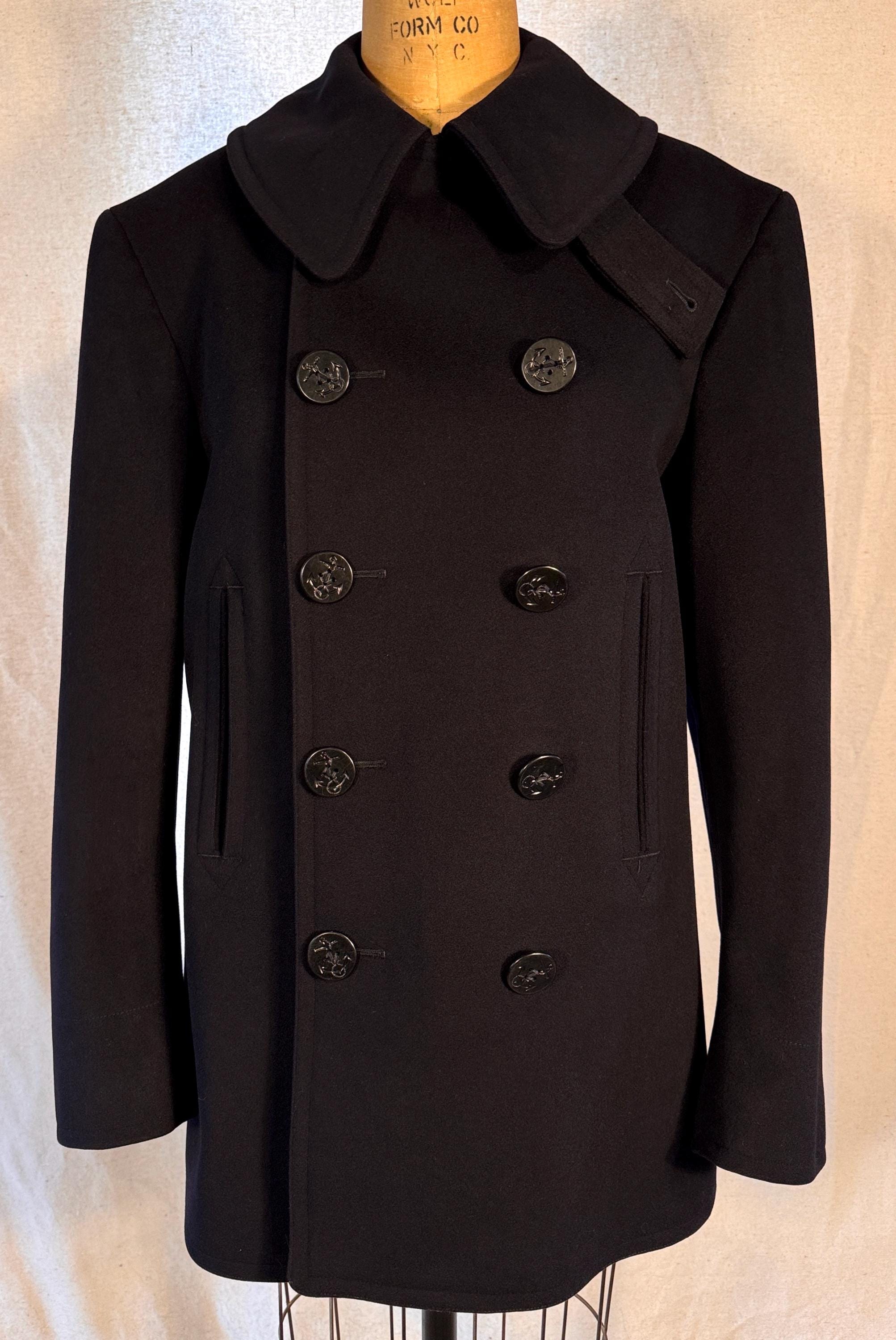 Vintage 1940s 10 Button Naval Clothing Factory Peacoat W/ Neckflap