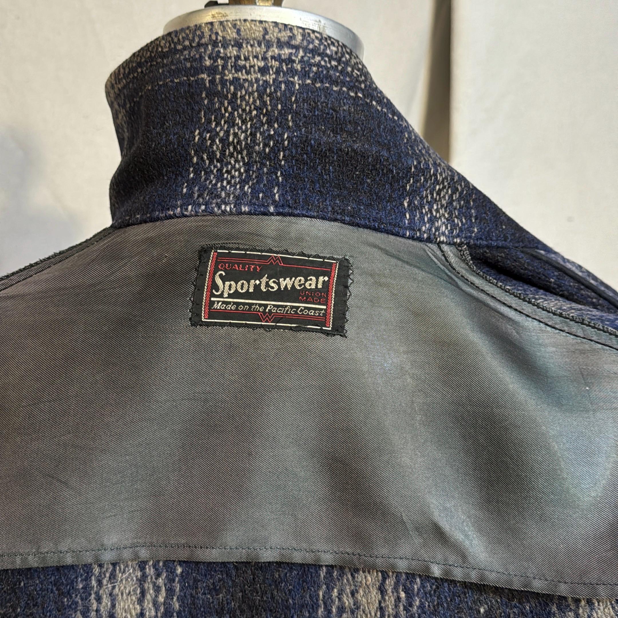 Rare 1940s Back Belted Ombré Plaid Wool Jacket, Vintage Quality