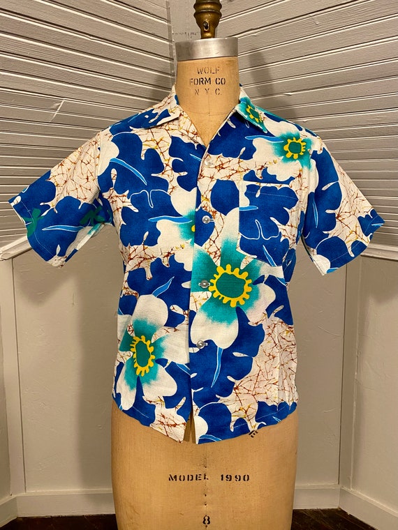 Kole Kole Small Hawaiian Barkcloth Shirt, Vintage - image 2