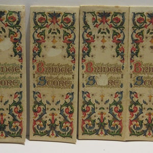 Lot of 4 Bridge Score Pads Paper Ephemera Scrapbooking Card Making Crafts Italian Bridges