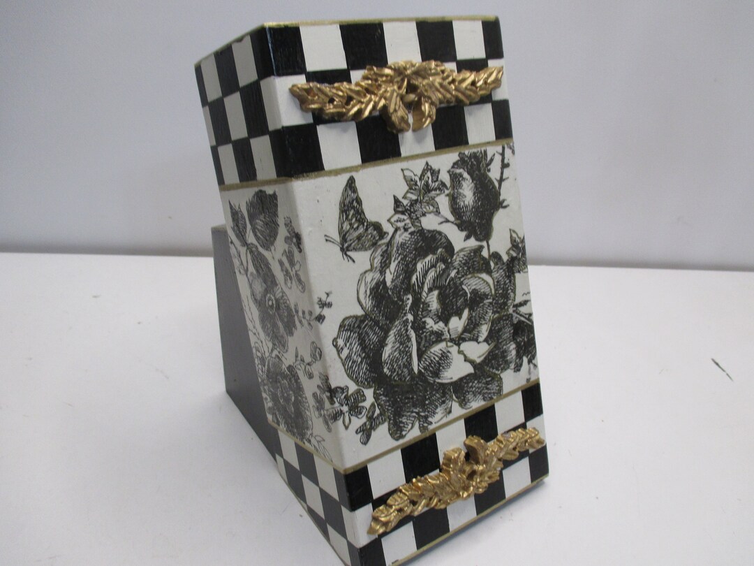 Black and White and Gold Knife Block Knife Holder Decorative Etsy